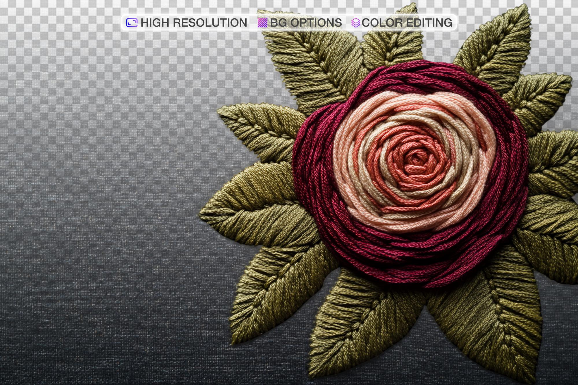 close-up satin stitch florals