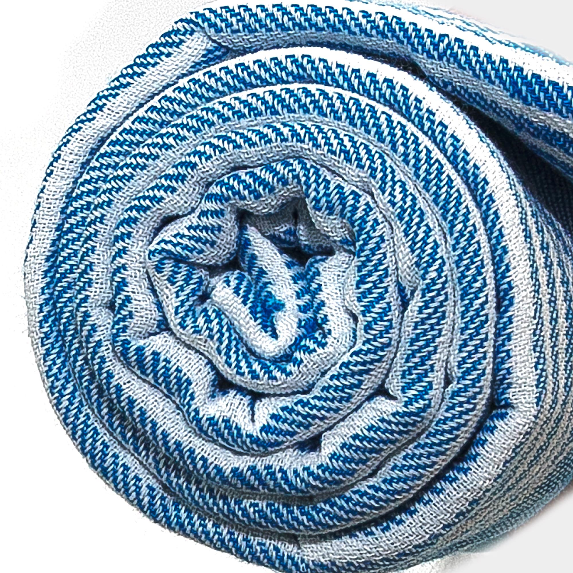 close-up of embroidered badge on denim
